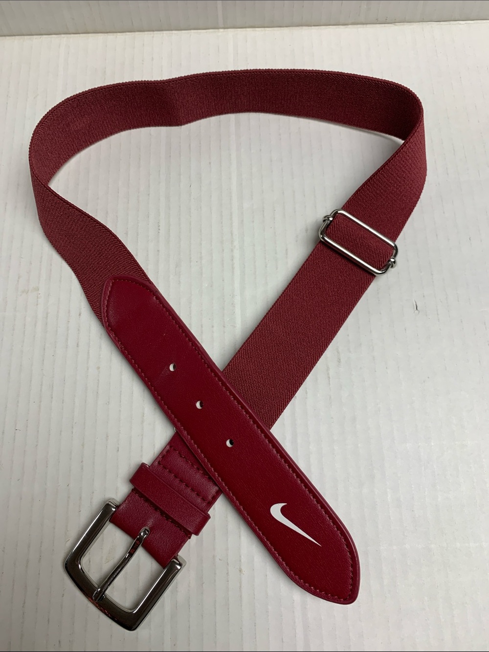 Nike Red Adjustable Adult Baseball Belt White Swoosh